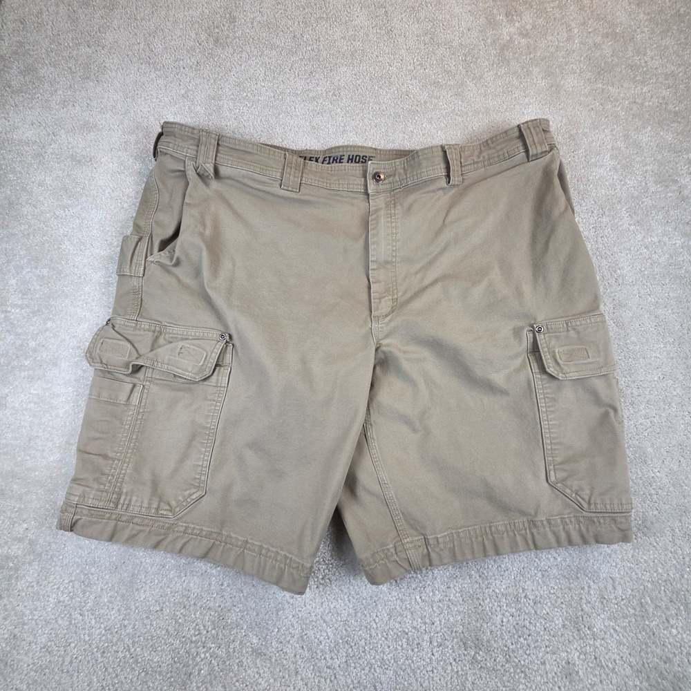 Duluth Trading Co Mens 48 Flex Fire Hose Relaxed Fit Cargo Shorts Khaki